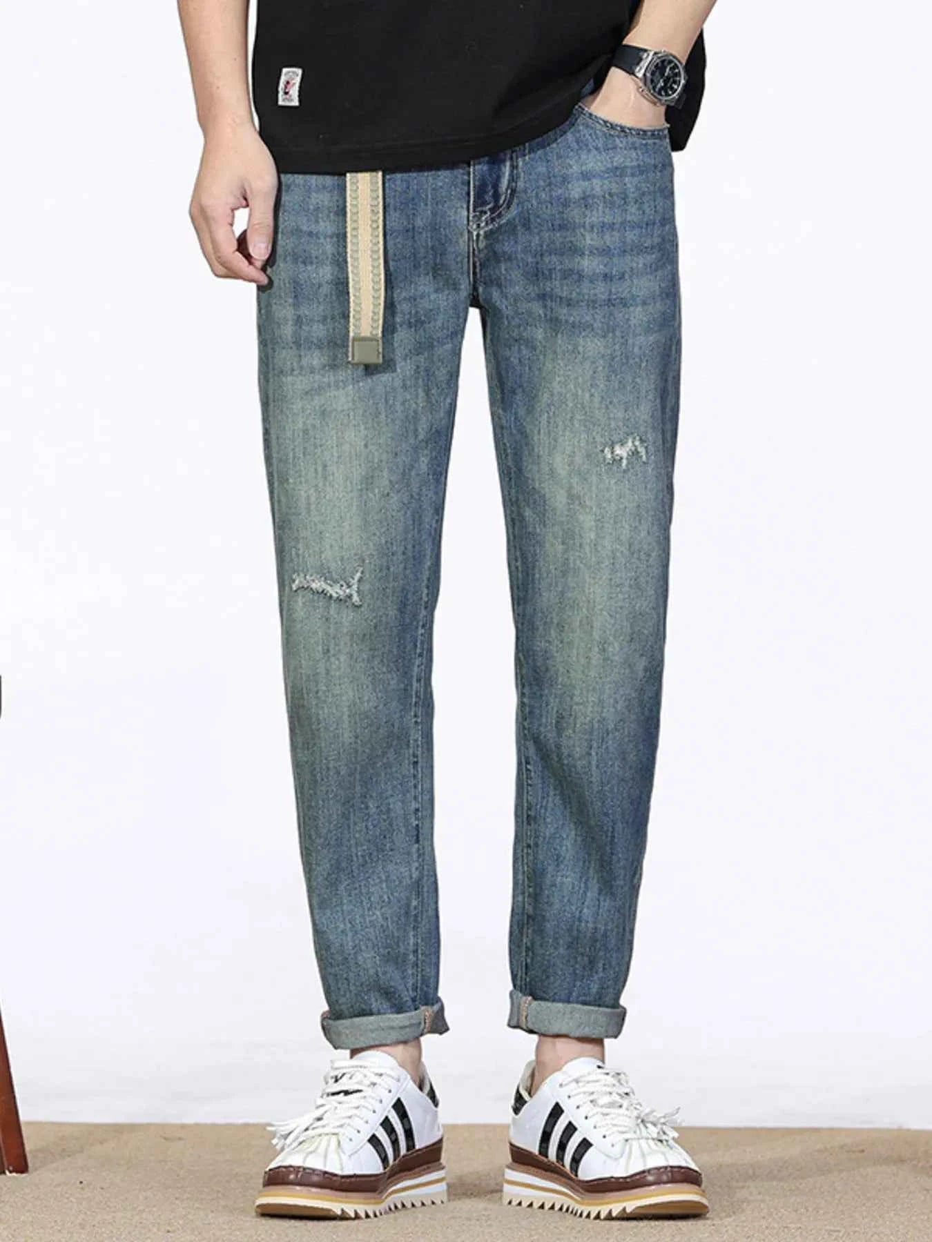 Men's Distressed Straight Leg Jeans