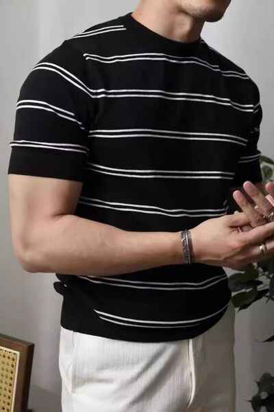 Men's Plus Size Round Neck Striped T-Shirt - Damned Threads