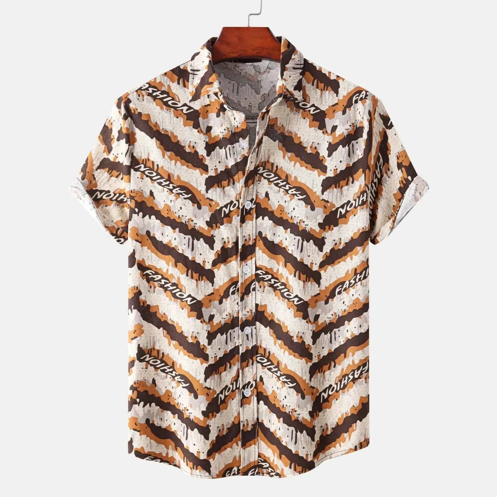 Men's Plus Size Printed Button Up Shirt