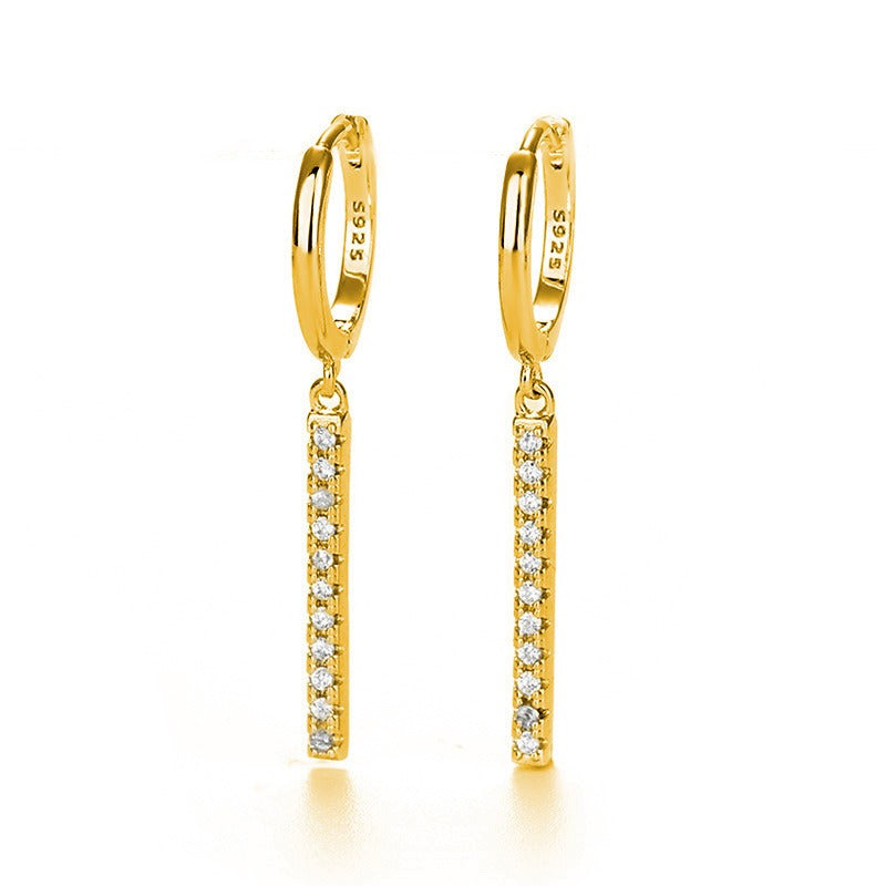 18K Gold Tassel Earrings With Rhinestone Design - Damned Threads