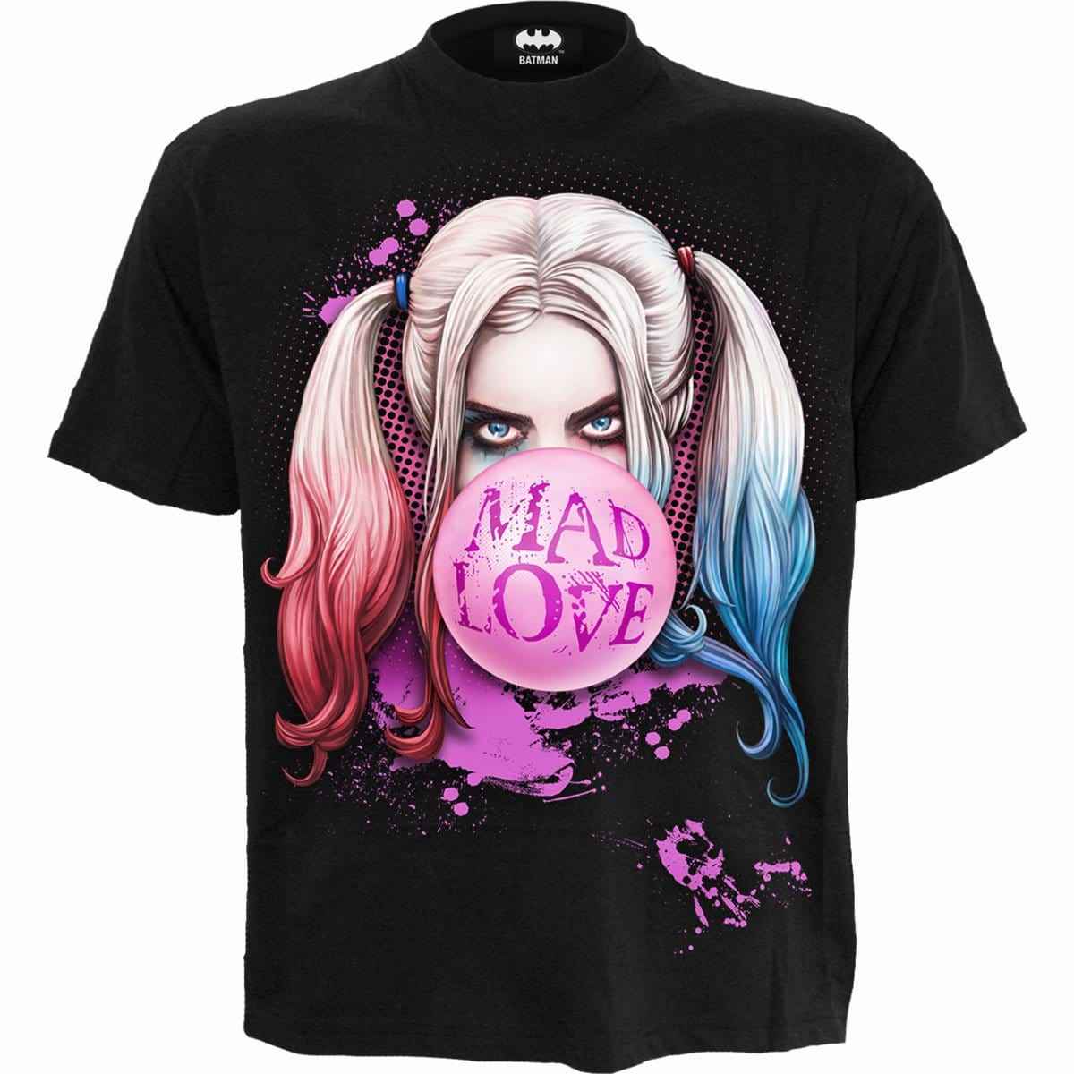 HARLEY QUINN - MAD LOVE - Front Print T-Shirt Black - Damned Threads