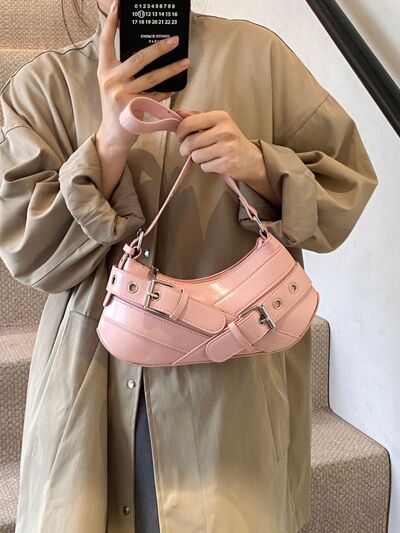 PU Leather Buckle Shoulder Bag - Damned Threads