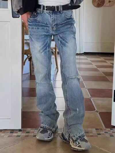 Men's Distressed Raw Hem Jeans - Damned Threads