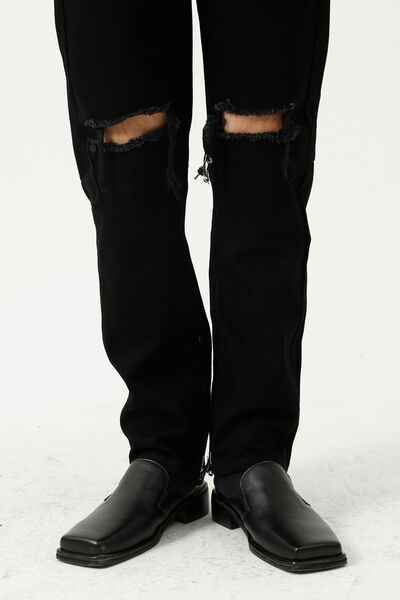 Distressed Mid Rise Jeans with Pockets - Damned Threads