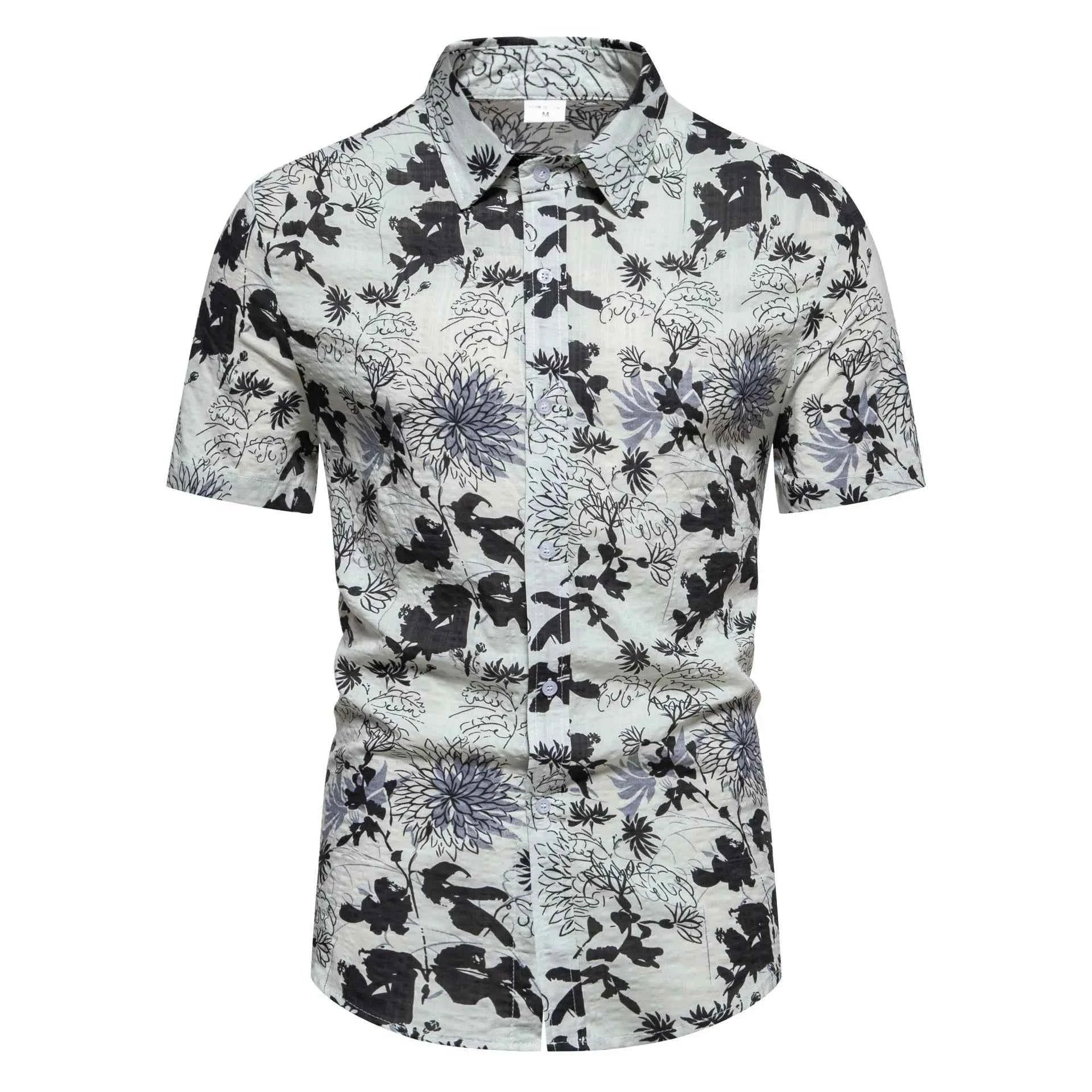 Men's Plus Size Floral Print Short Sleeve Button Down Shirt