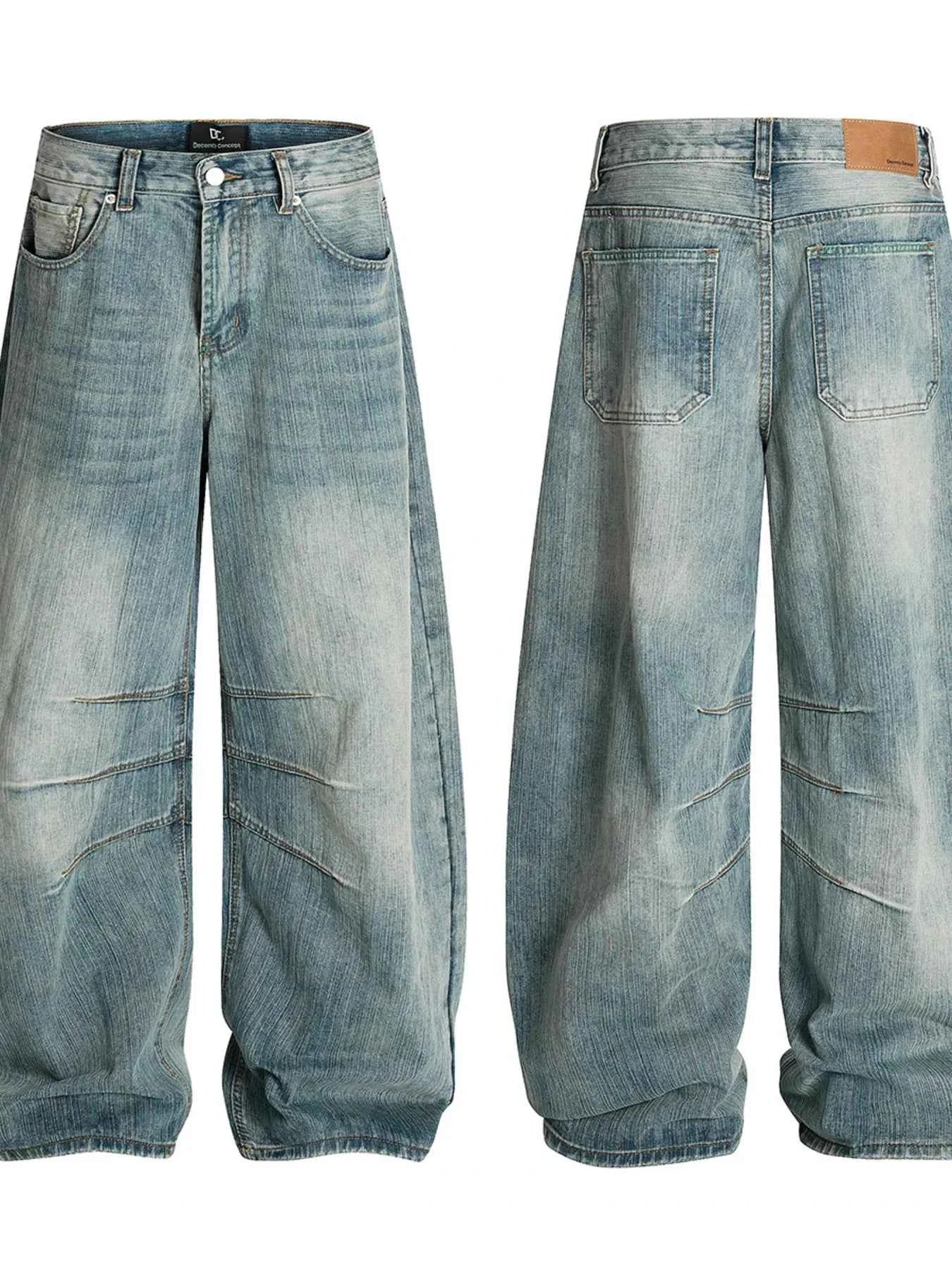 Men's High Waist Washed Curved Jeans