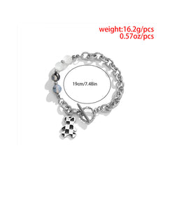 Black & White Chessboard Bear Bracelet - Damned Threads