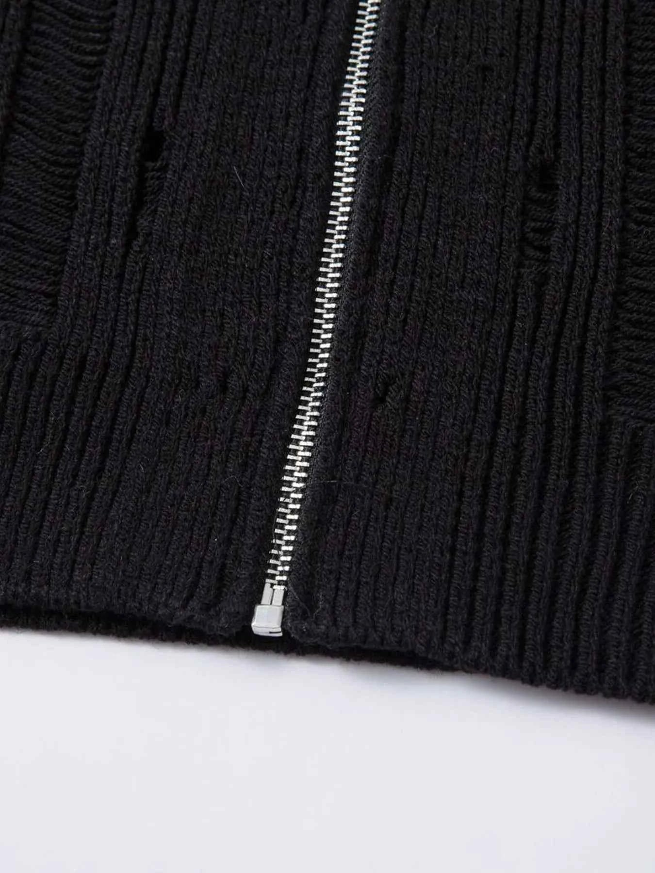 Men's Zip Up Openwork Cardigan