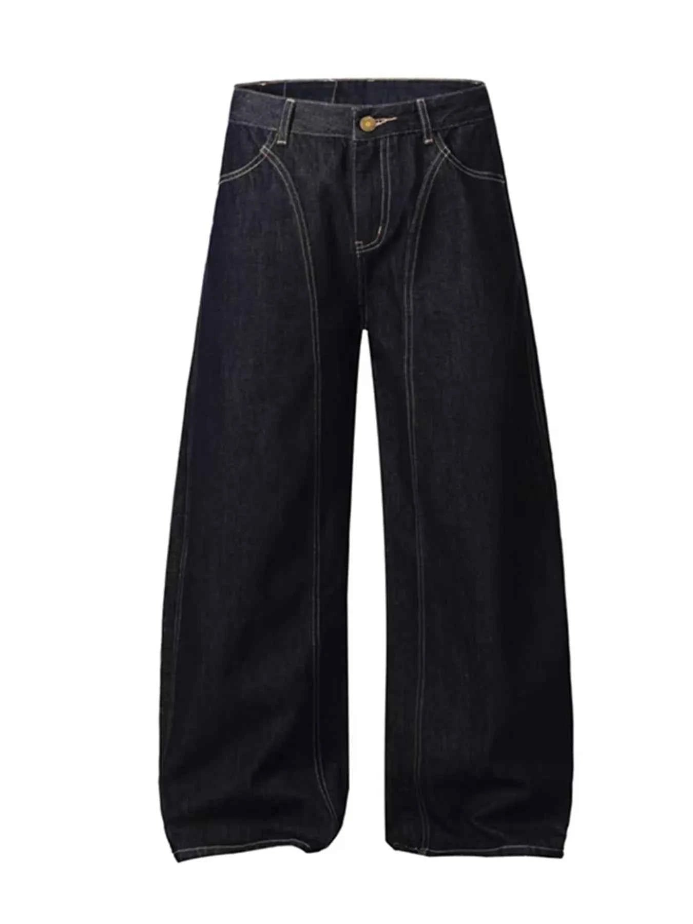 Men's Wide Leg Contrast Stitch Jeans