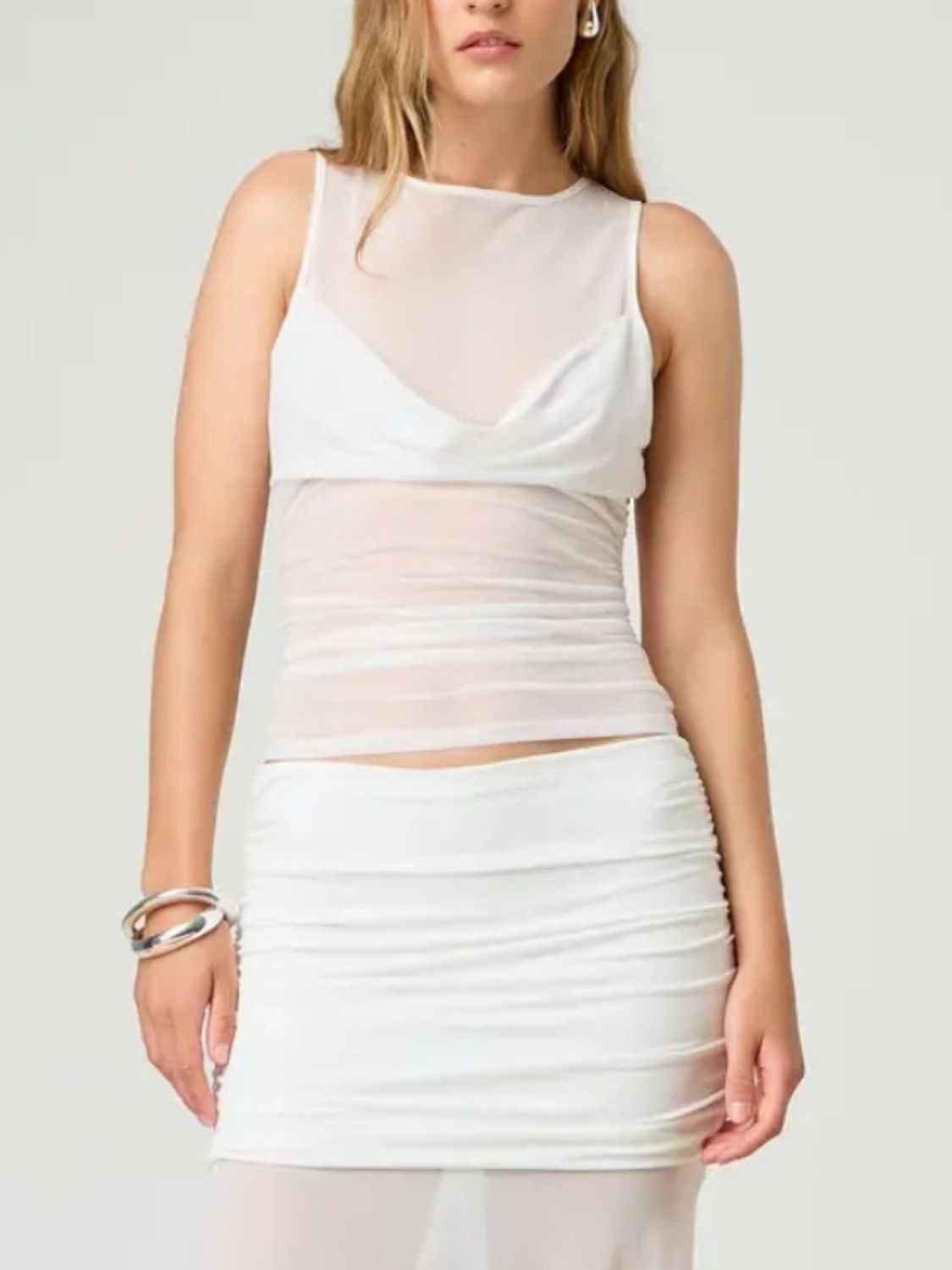 Ruched Round Neck Tank - Damned Threads