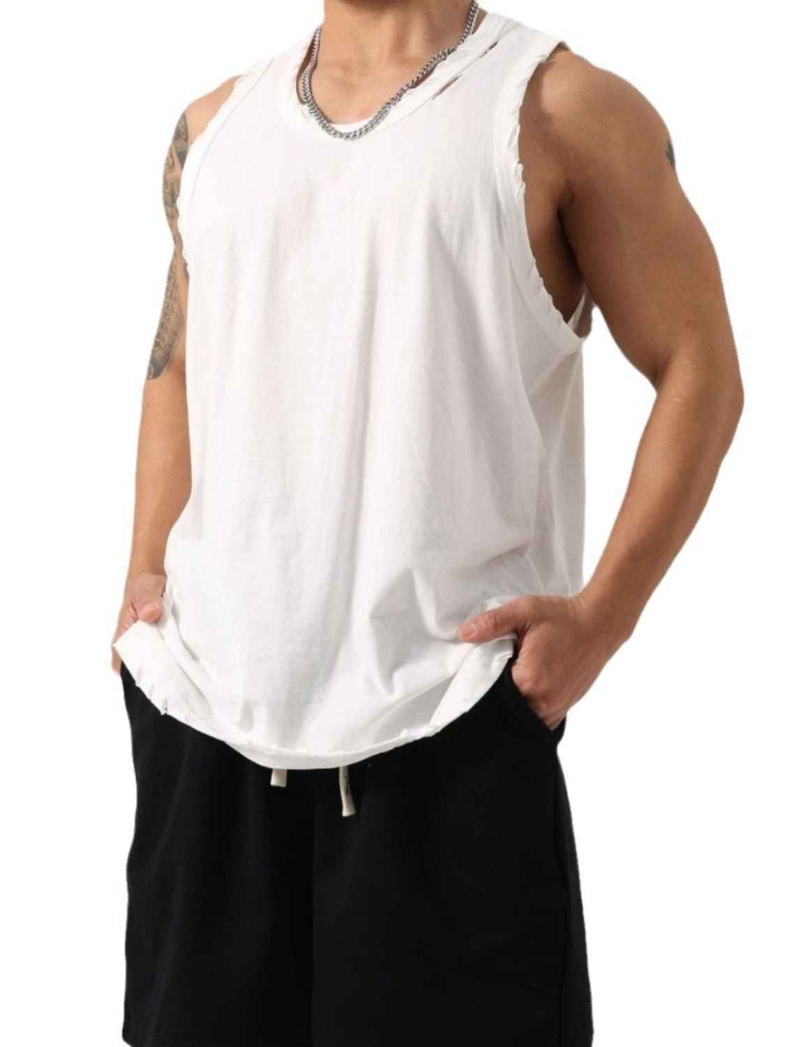 Men's Distressed Hem Tank - Damned Threads