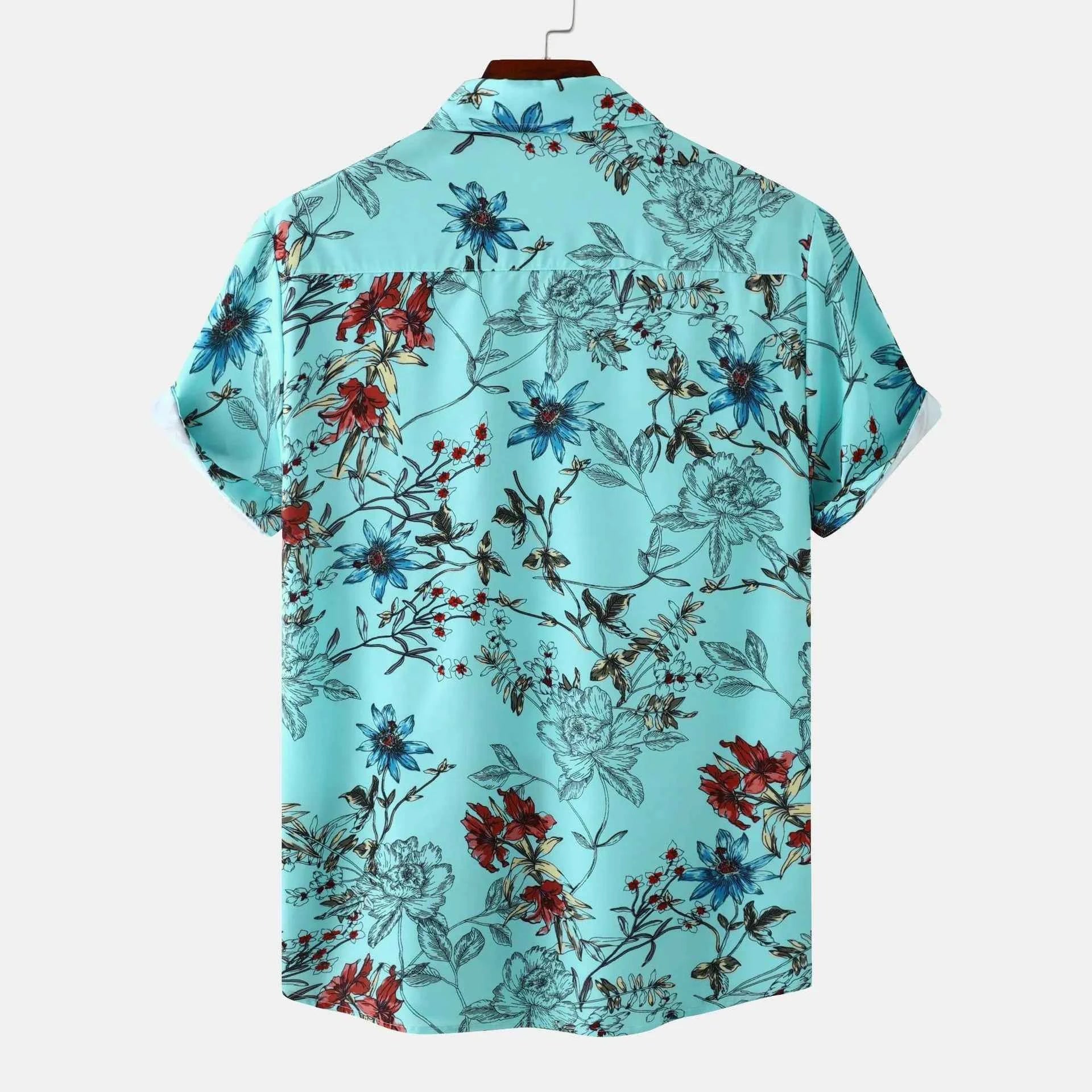 Men's Plus Size Floral Print Short Sleeve Button Down Casual Shirt