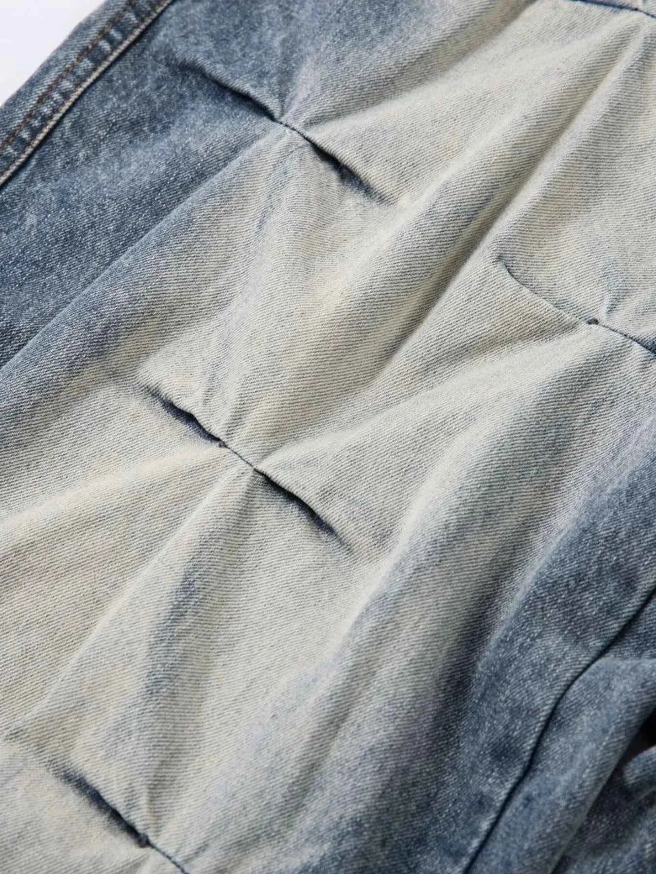 Men's Ruched Wide Leg Jeans