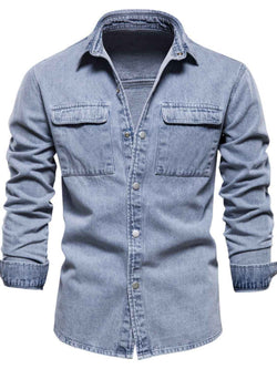 Men's Button Down Chest Pocket Denim Jacket - Damned Threads