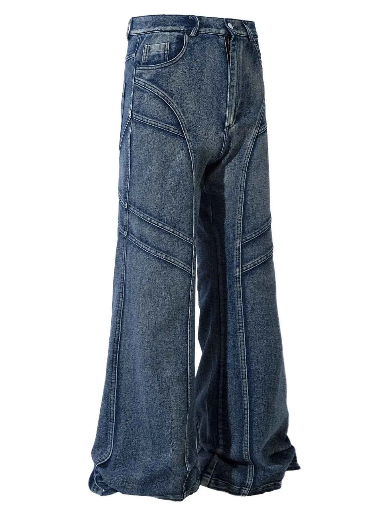 Men's Wide Leg Jeans with Seam Detail