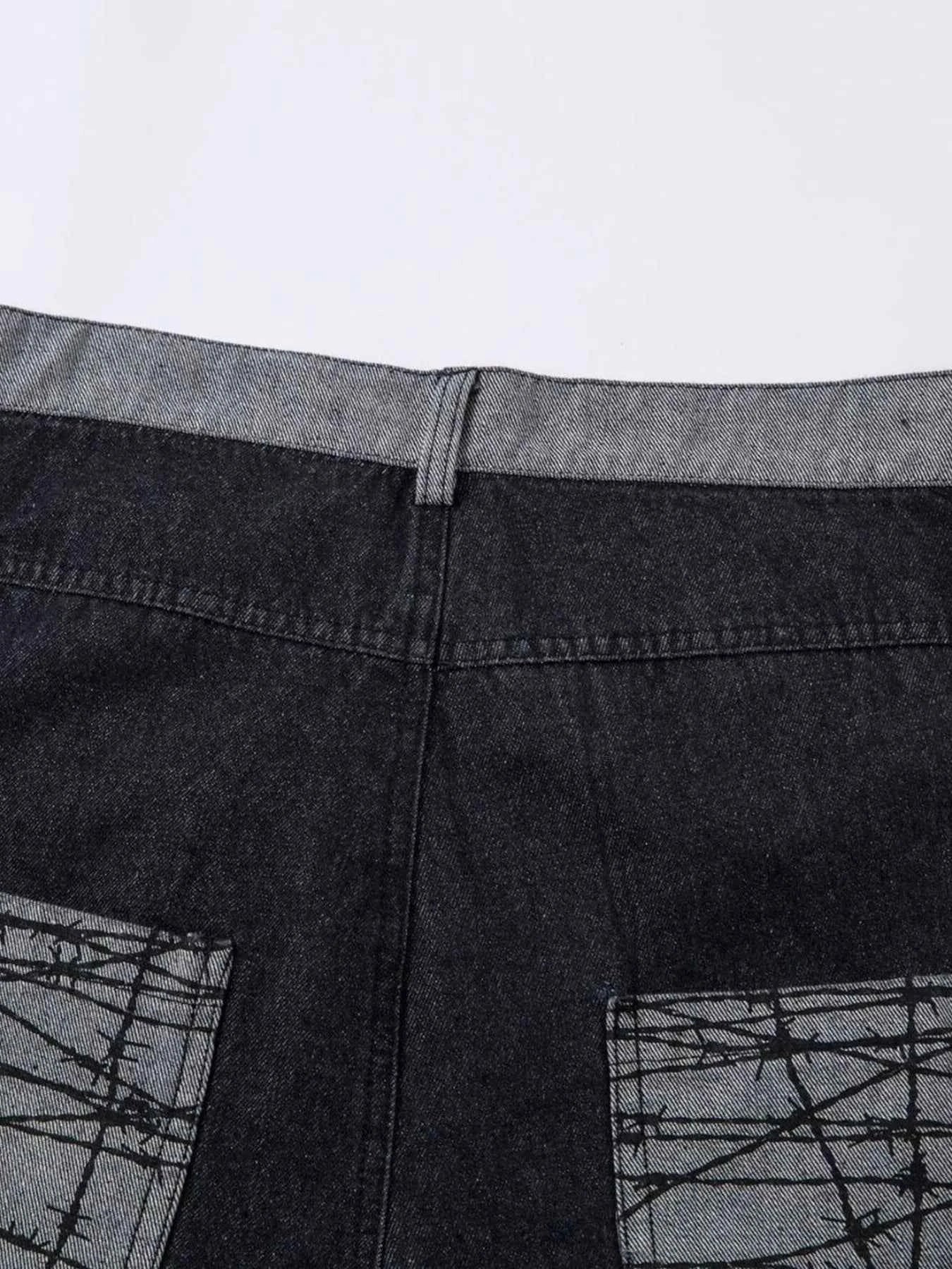 Men's Wide Leg Cargo Jeans with Contrast Panels