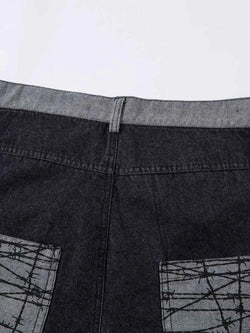 Men's Wide Leg Cargo Jeans with Contrast Panels
