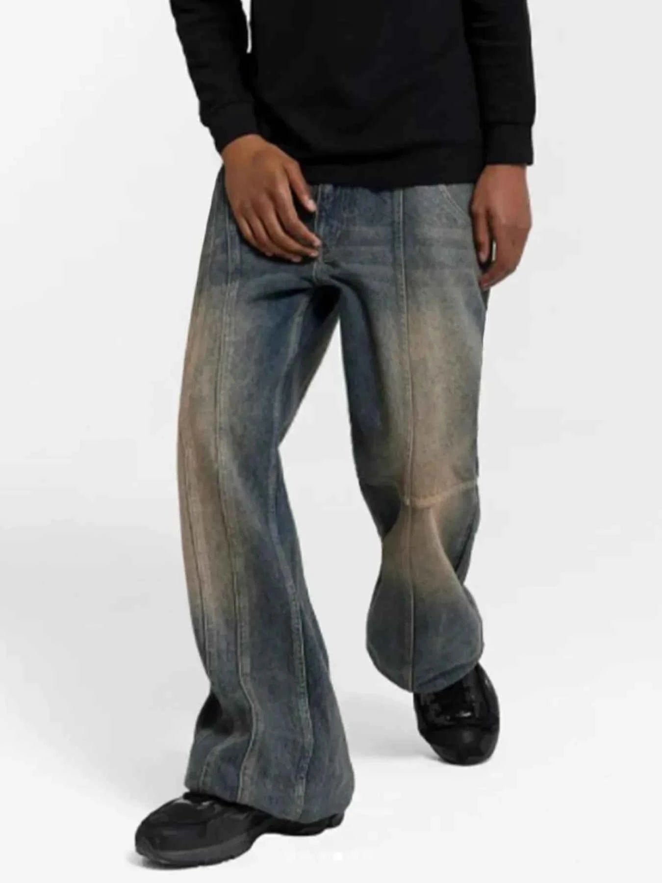 Men's Vintage Wash Wide Leg Relaxed Fit Jeans