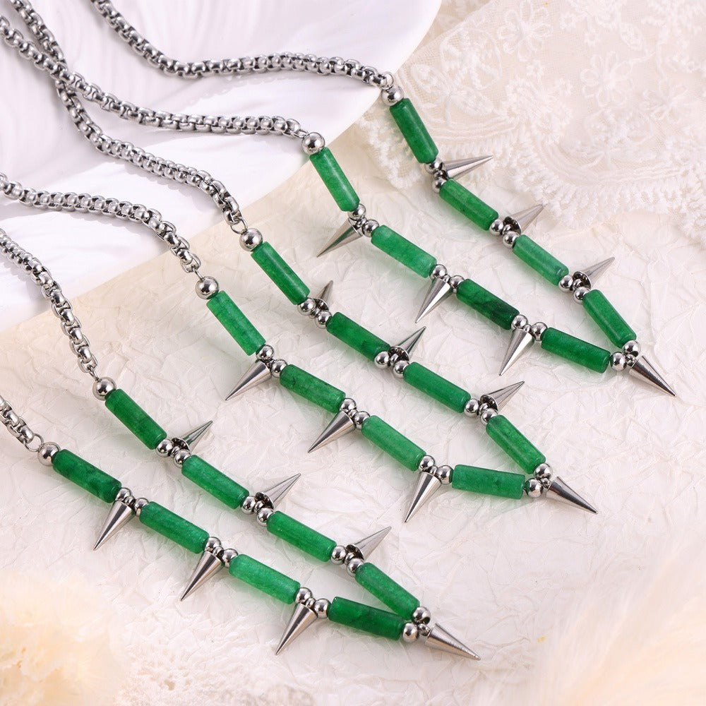 Spikes & Gem Bead Necklace - Damned Threads