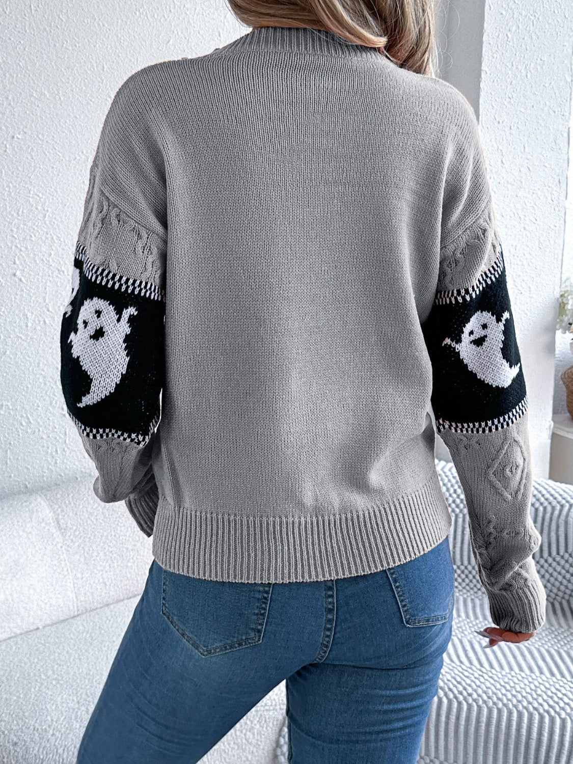 Ghost Round Neck Long Sleeve Sweater - Damned Threads