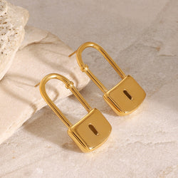 18K Gold Lock Earrings - Damned Threads