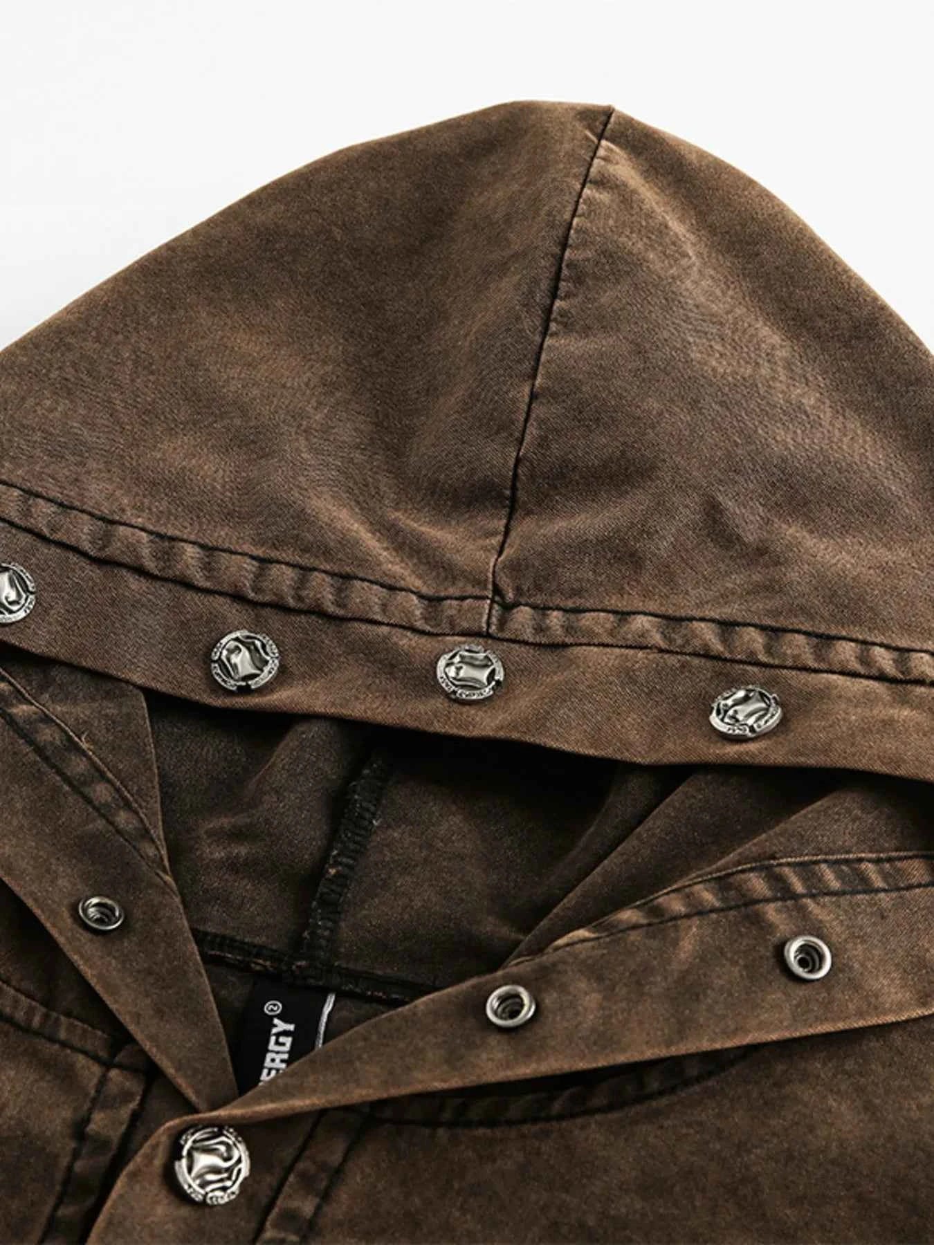 Men's Washed Frayed Hem Hoodie