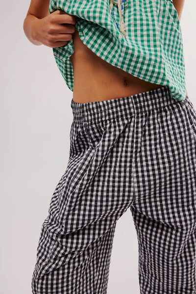 Plaid Elastic Waist Pants - Damned Threads