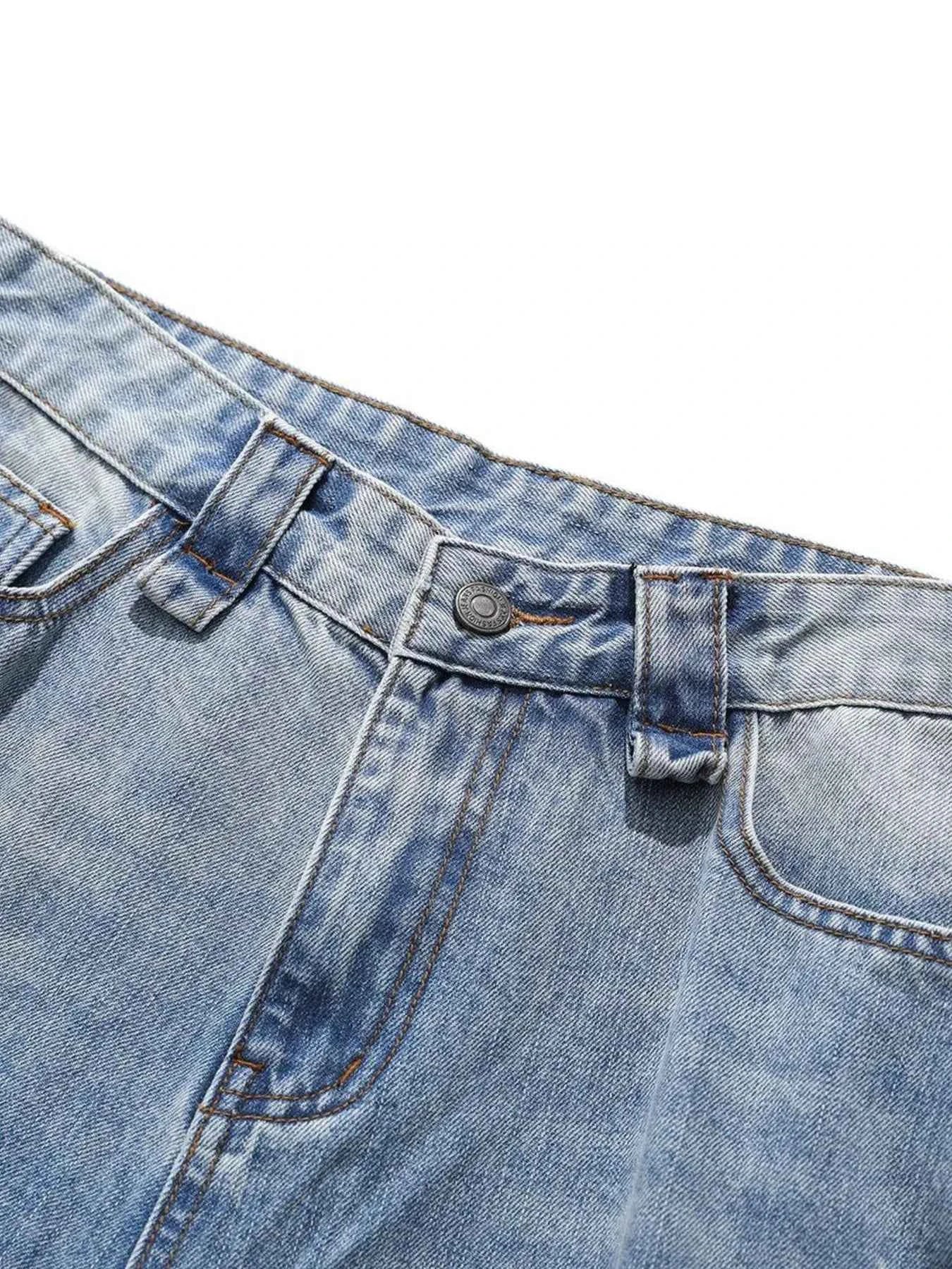 Men's Vintage Washed Wide Leg Denim Shorts