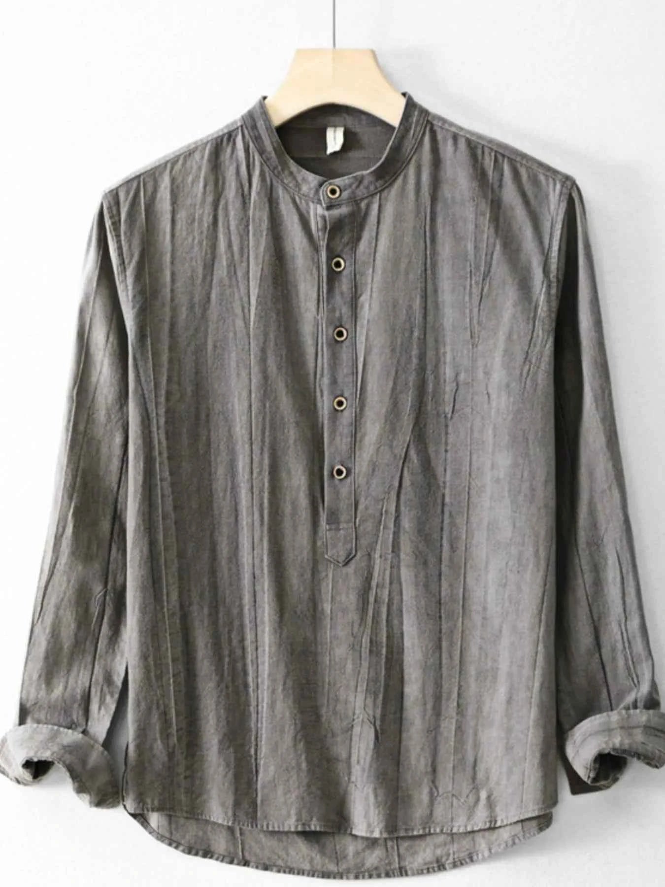 Men's Plus Size Button Front Long Sleeve Blouse