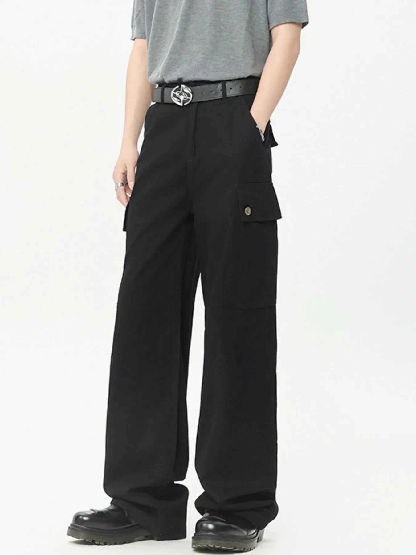 Men's Wide Leg Cargo Pants with Side Pockets