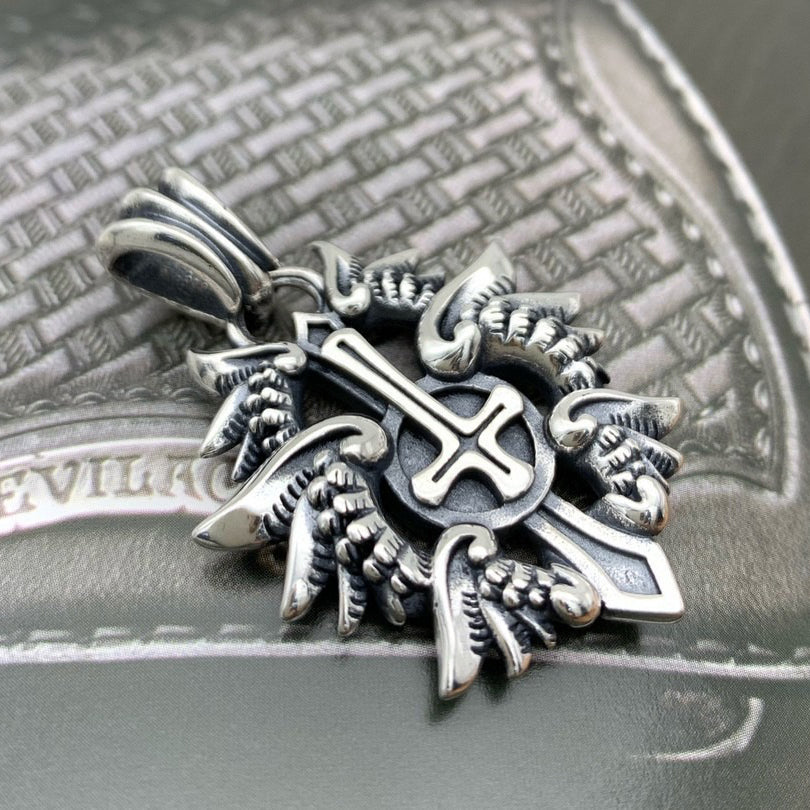 Inverted Cross & Flame Necklace - Damned Threads