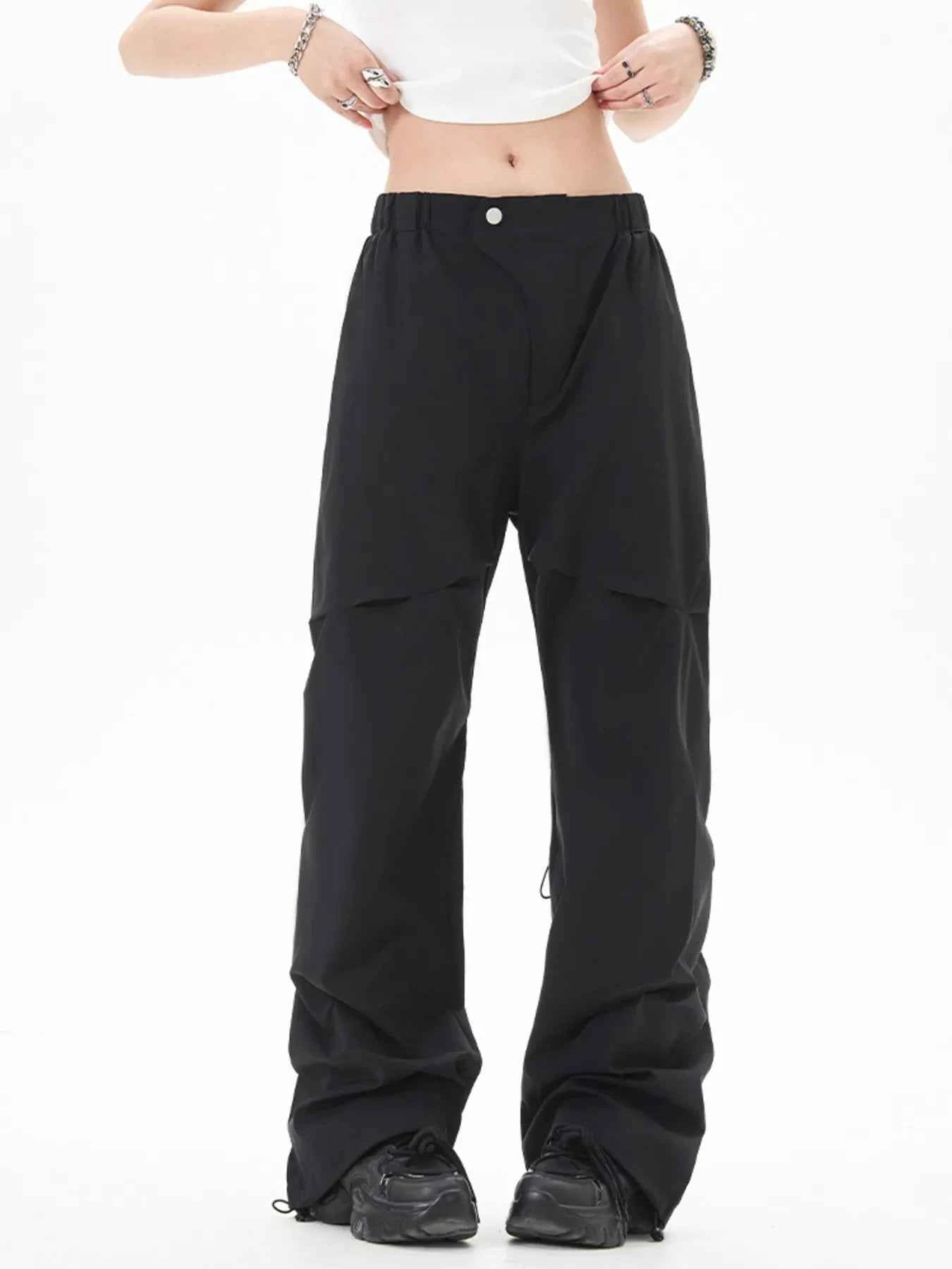 Men's Wide Leg Cargo Pants with Button Detail