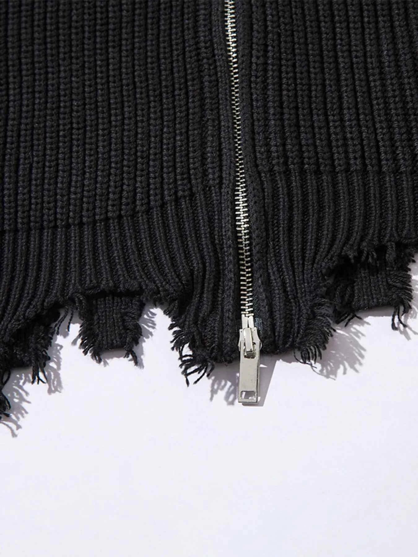 Men's Raw Hem Zip Up Cardigan