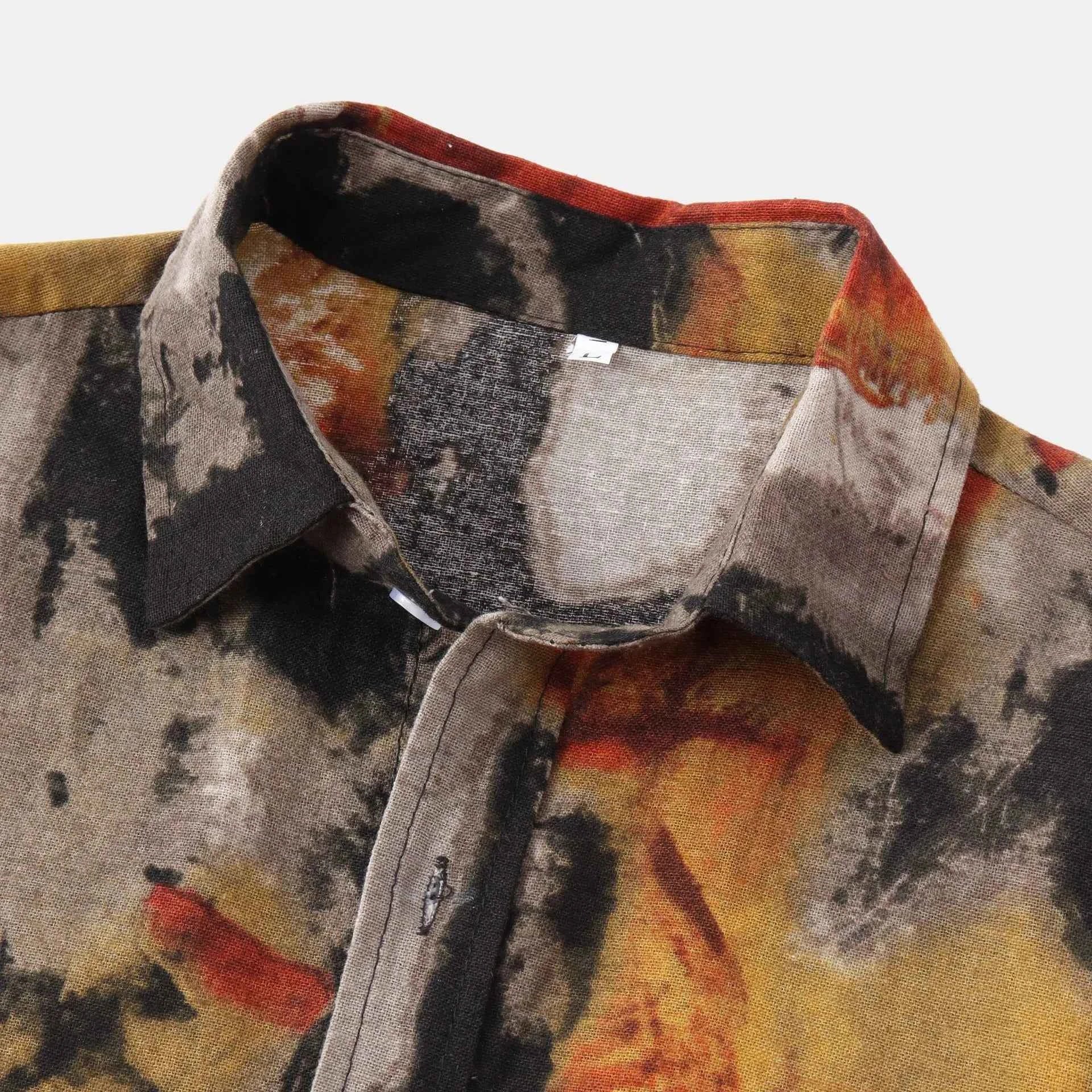 Men's Plus Size Abstract Print Short Sleeve Button-Up Casual Shirt