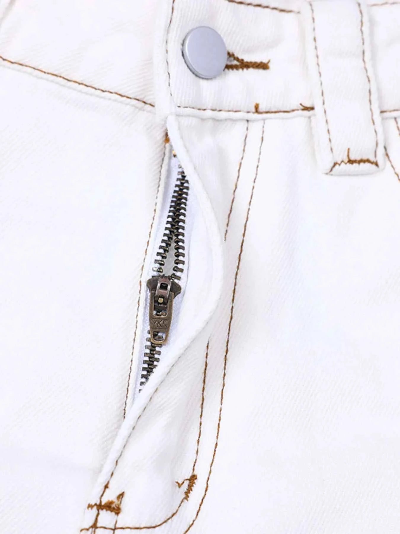 Men's Cargo Curved Jeans with Contrast Stitching