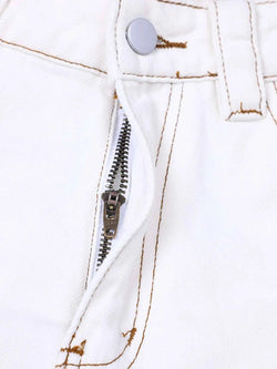 Men's Cargo Curved Jeans with Contrast Stitching
