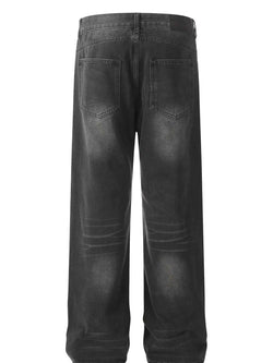 Men's Relaxed Fit Vintage Wash Wide Leg Jeans