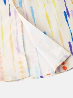 Men's Watercolor Stripe Print Long Sleeve  Shirt