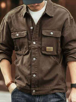 Men's Washed Collared Neck Cargo Jacket - Damned Threads