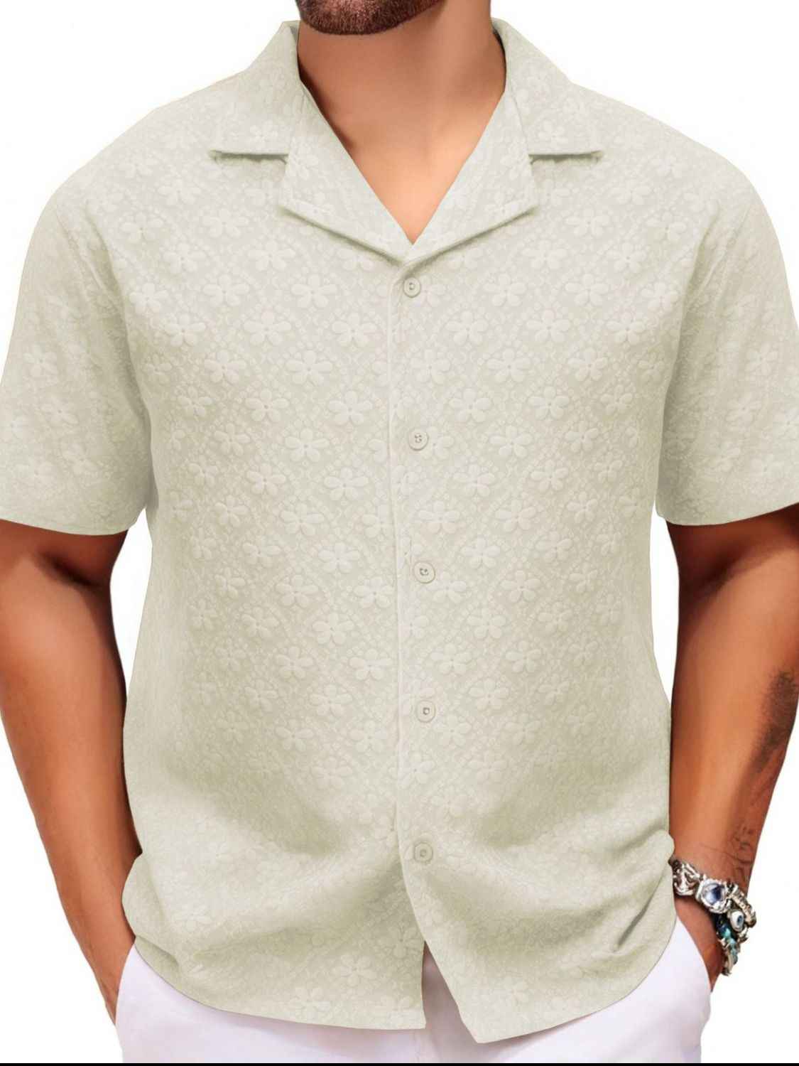 Men's Plus Size Button Down Short Sleeve Shirt