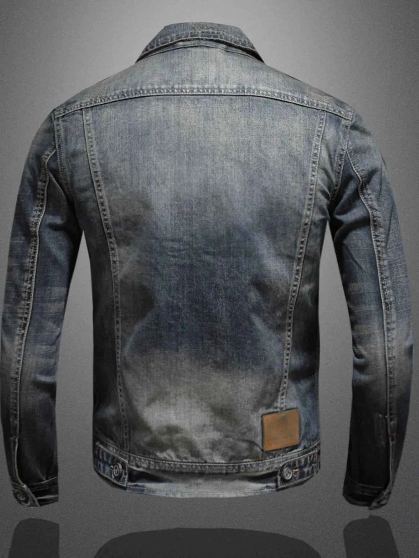 Men's Plus Size Washed Zip Up Denim Jacket with Chest Pockets