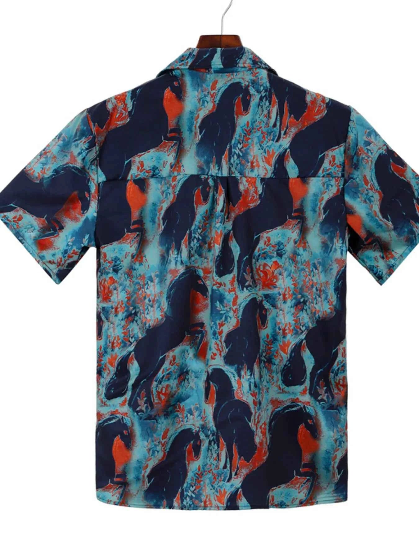 Men's Full Size Printed Short Sleeve Shirt Plus Size