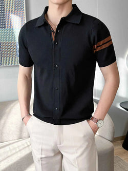 Men's Full Size Button Up Striped Sleeve Shirt Plus Size