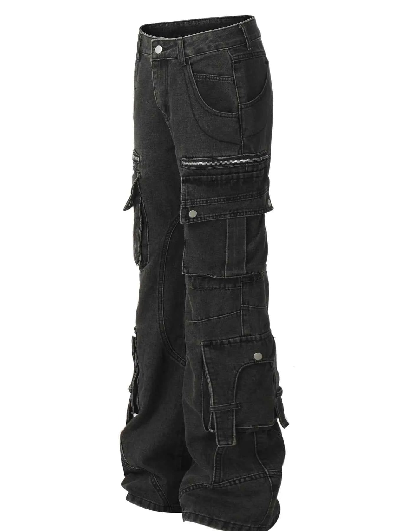 Men's Multi-Pocket Cargo Wide Leg Jeans