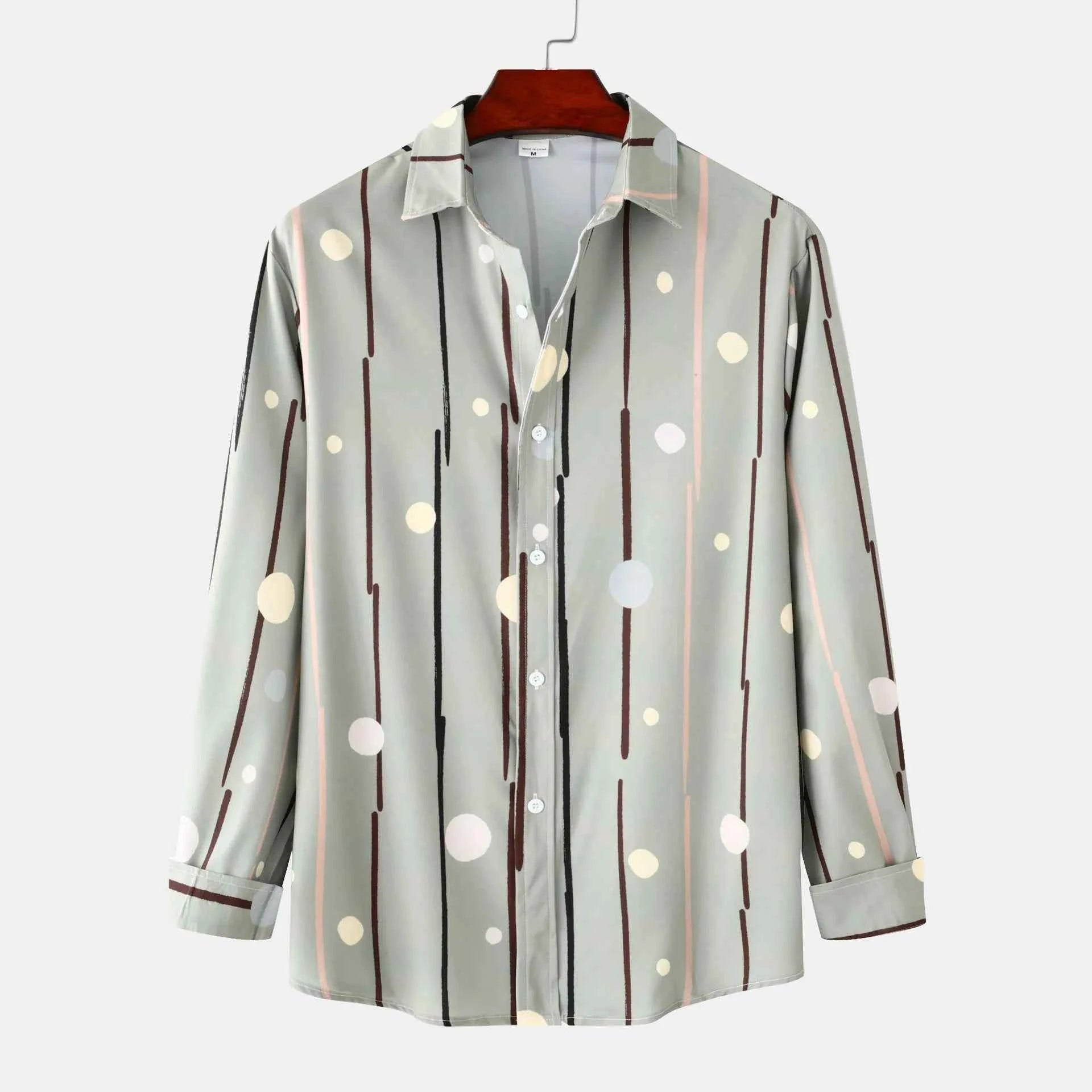 Men's Striped Polka Dot Button-Down Shirt
