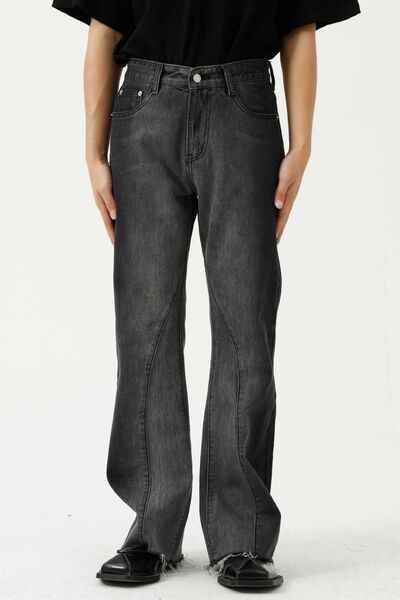 Frayed Hem Jeans with Pockets - Damned Threads