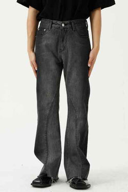 Frayed Hem Jeans with Pockets - Damned Threads