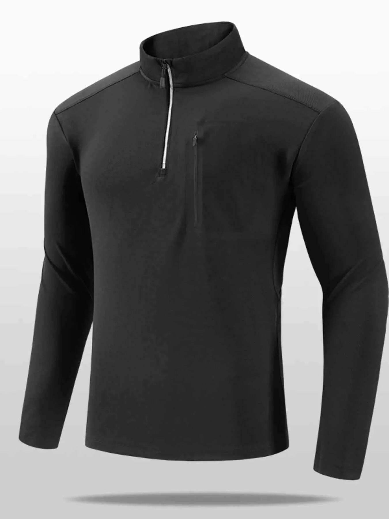 Men's Plus Size Quarter-Zip Long Sleeve Top