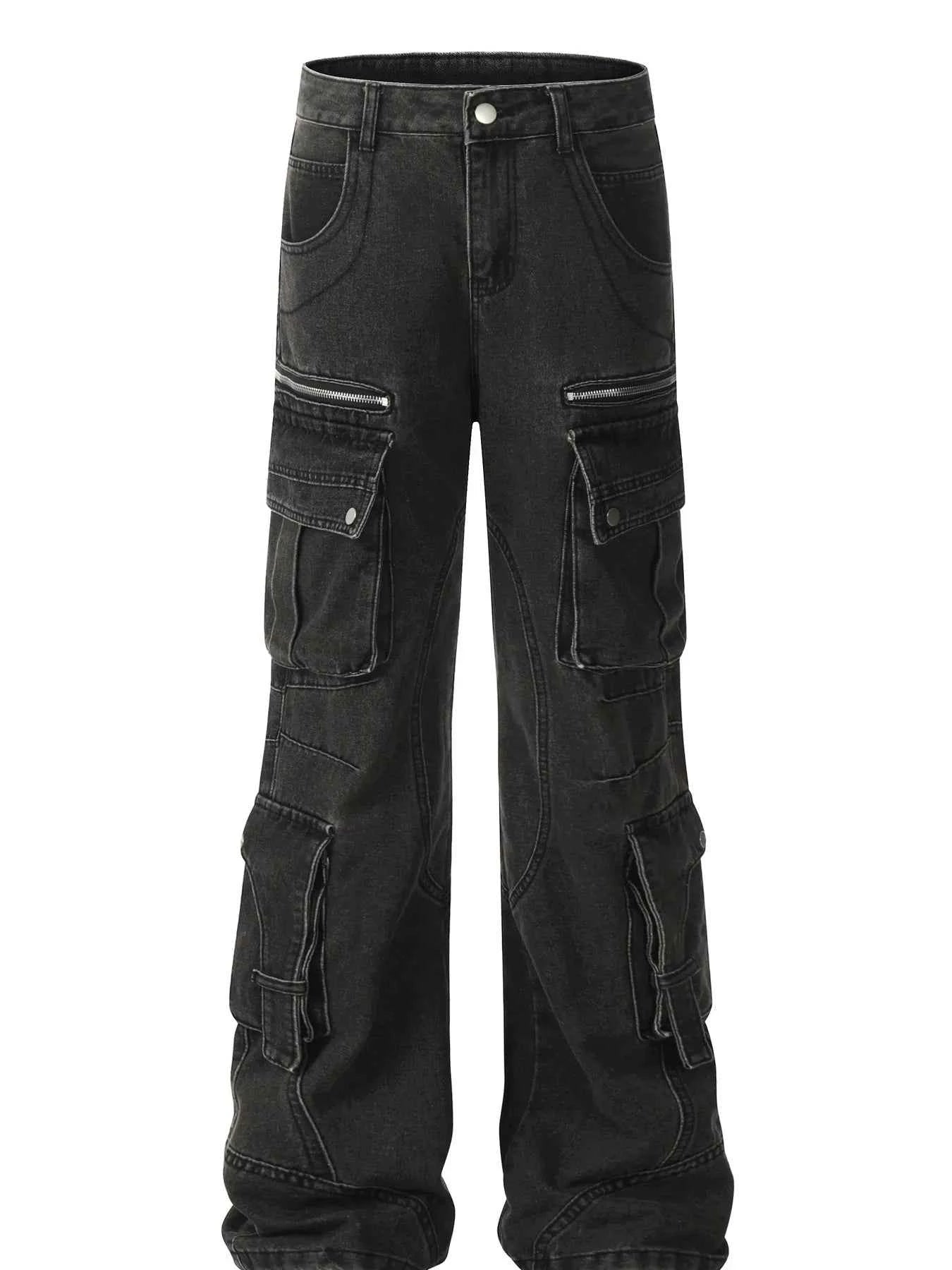 Men's Multi-Pocket Cargo Wide Leg Jeans