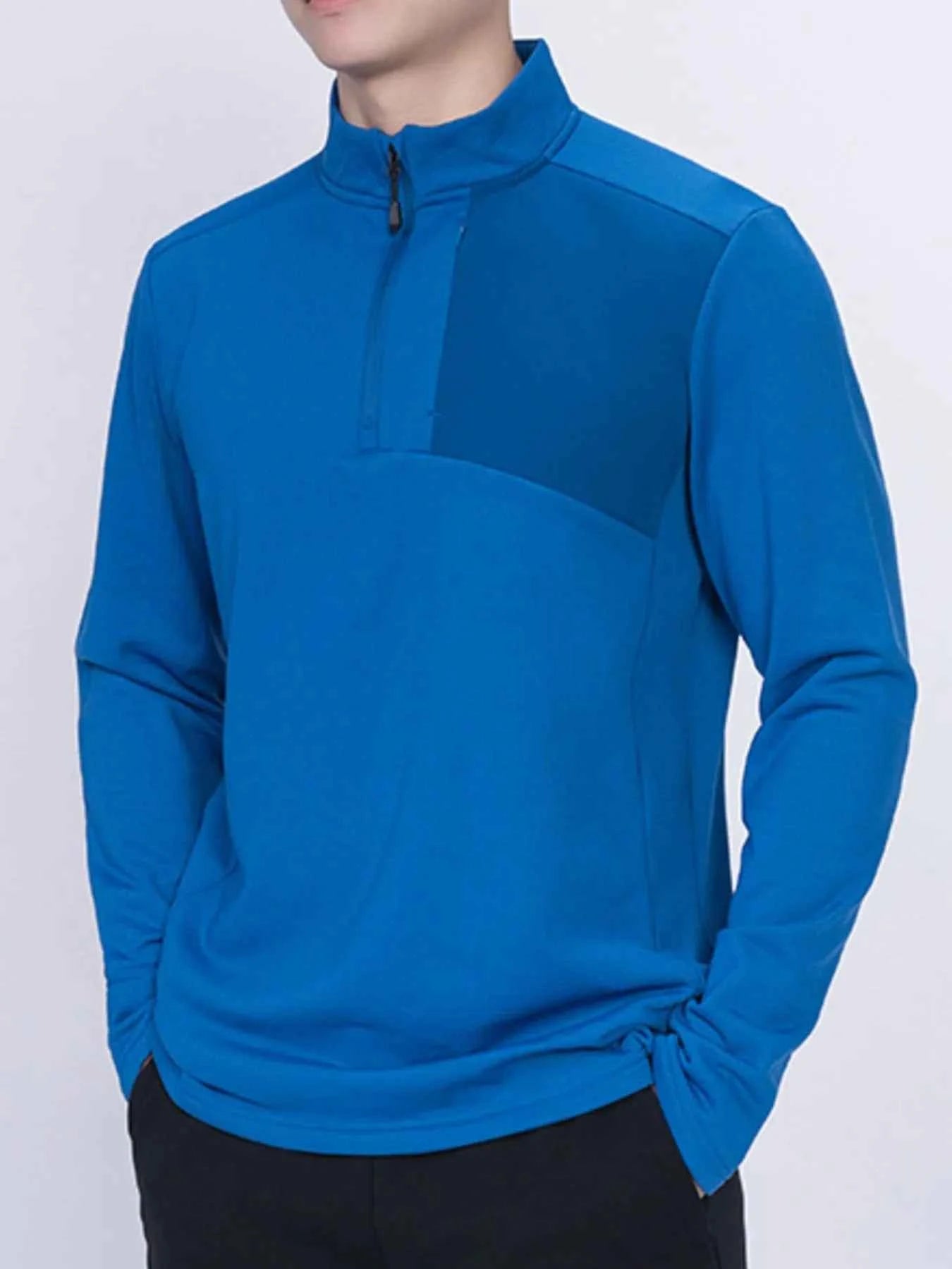 Men's Plus Size Quarter Zip Long Sleeve Top